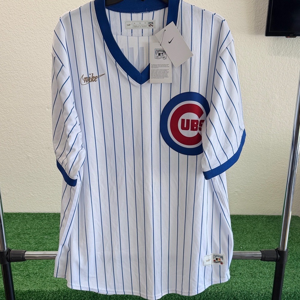 Nike vintage Ernie Banks Chicago Cubs Pinstripe pullover Jersey. XL, NWT